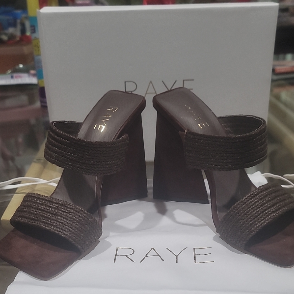 RAYE Chocolate Brown Braided Heels